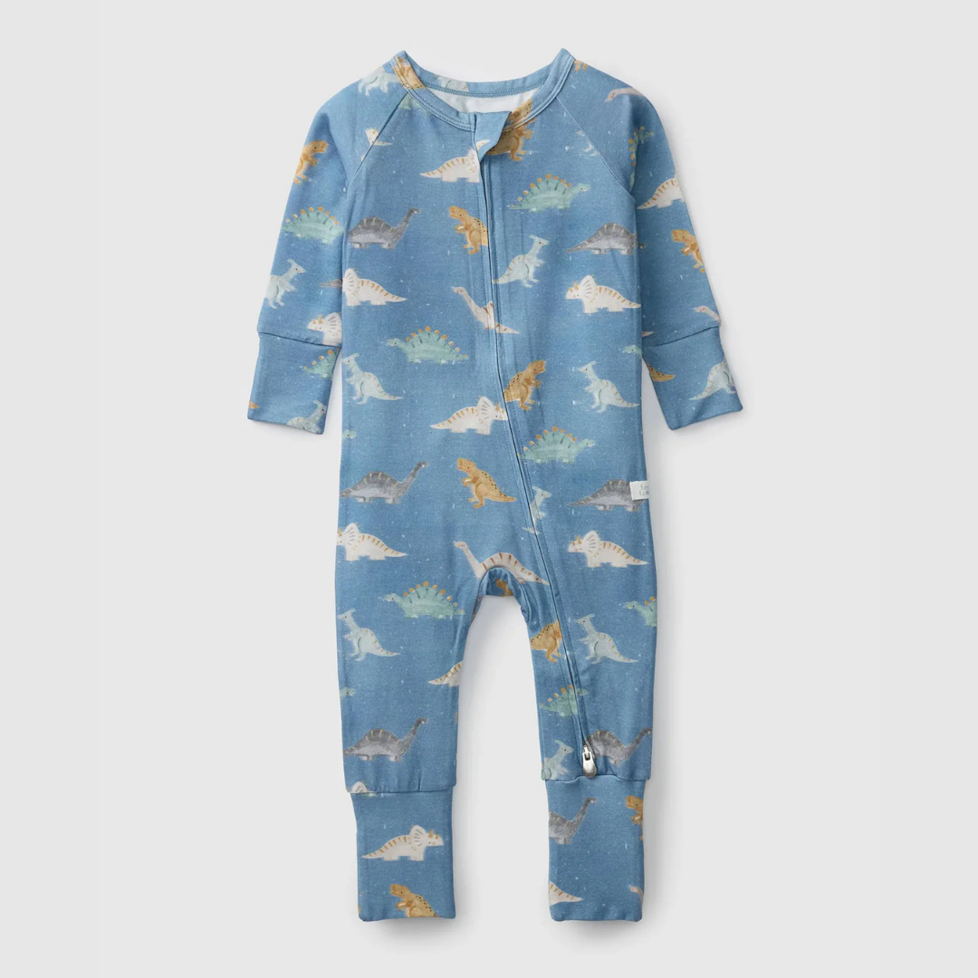 Pyjama Tencel motif dinosaur stomp bleu bébé Loulou lollipop canada