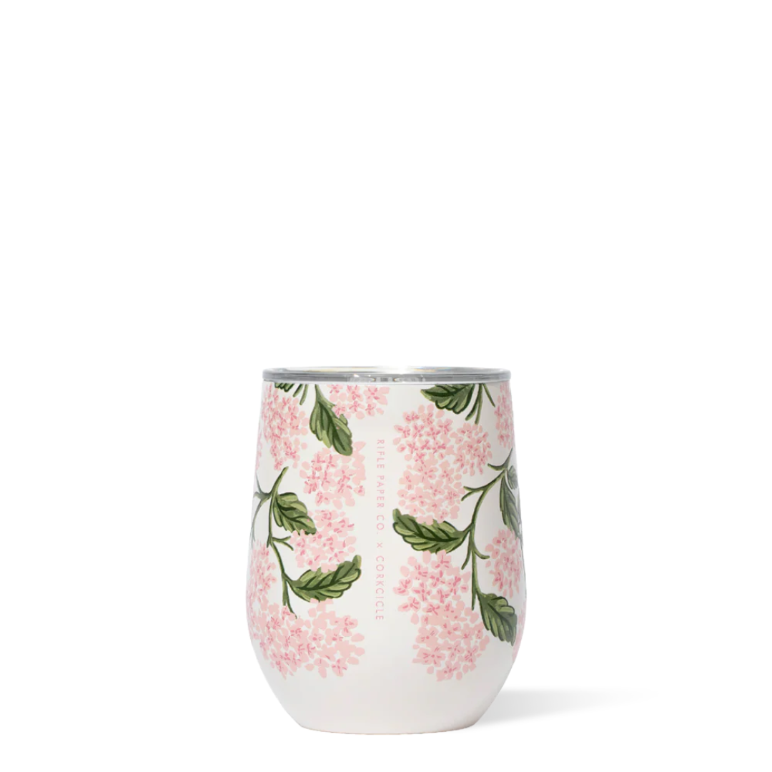 Verre à vin isotherme 12 oz Hydrangea Rose pâle Corkcicle × Rifle Paper Co. Cute tendance mode pratique 
