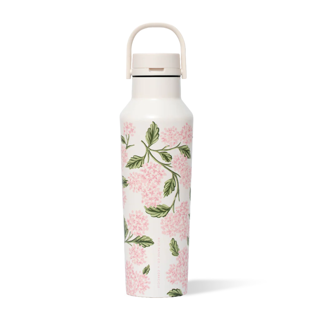 Bouteille sportive 20 oz Hydrangea Rose pâle Corkcicle × Rifle Paper Co. Cute tendance mode pratique 