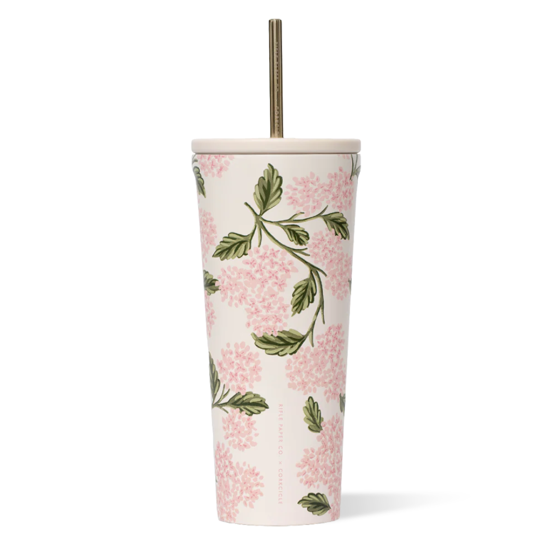 Cold Cup 24 oz Hydrangea Rose pâle Corkcicle × Rifle Paper Co. Vert cute tendance mode pratique 