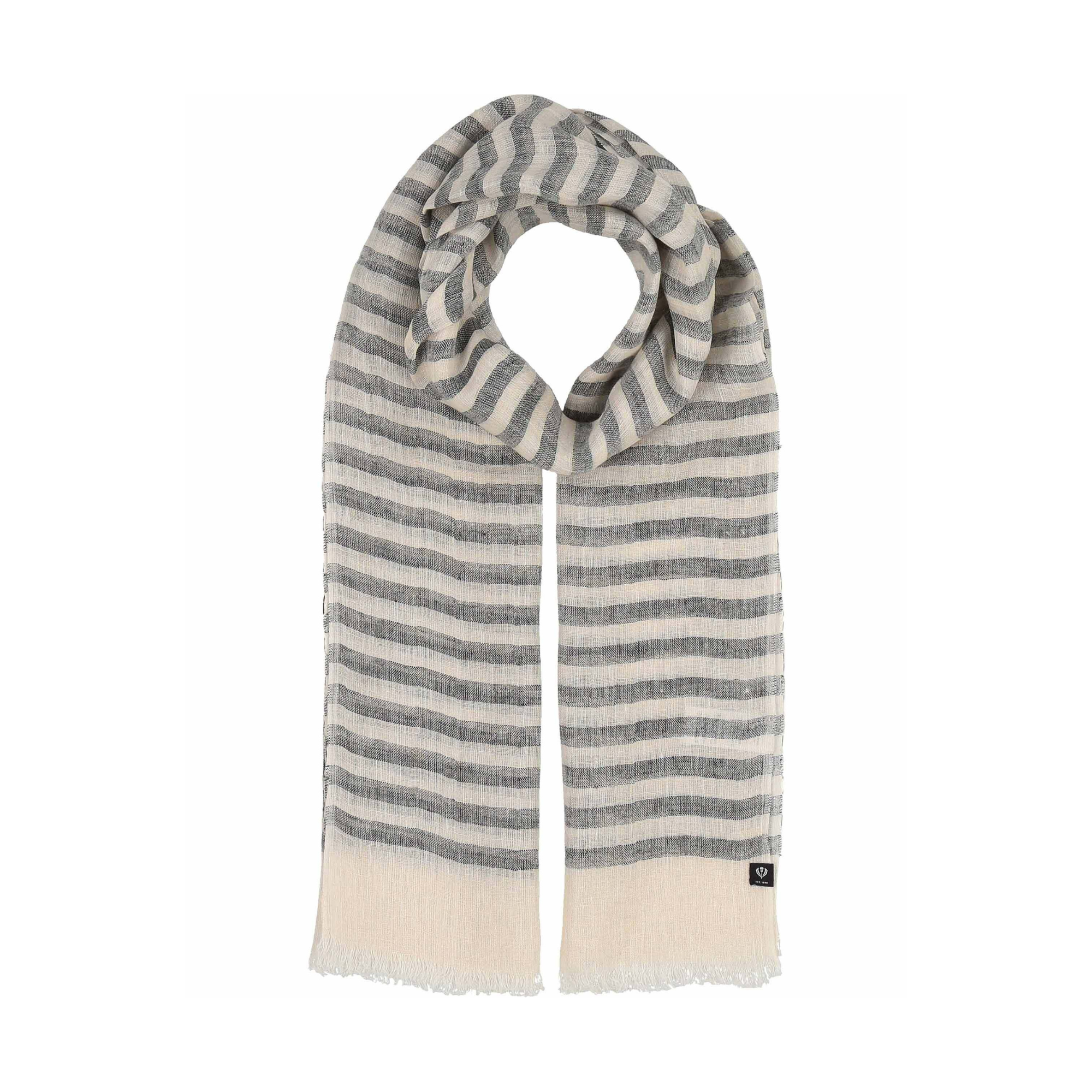 Foulard en lin rayures cabana charcoal noir charbon gris Maison FRAAS cute tendance mode 