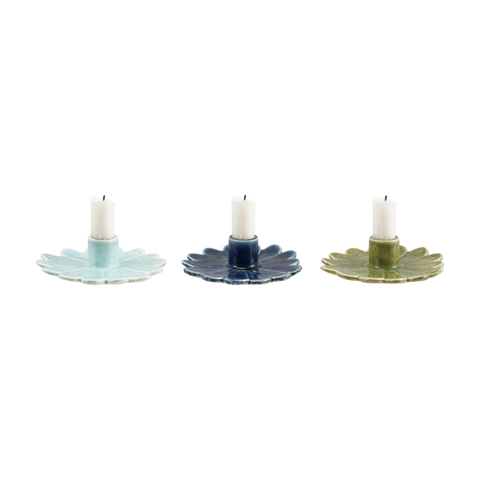 Bougeoir fleur en céramique | Creative Co-Op