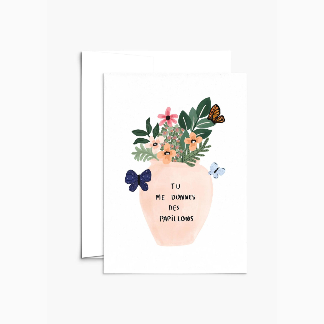 Carte de souhait tu me donnes des papillons de Mimi & august 