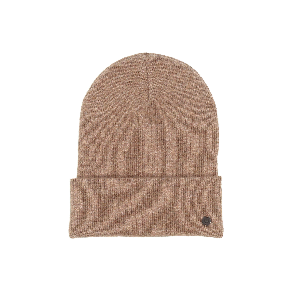 tuque large rebord beige sable lainage