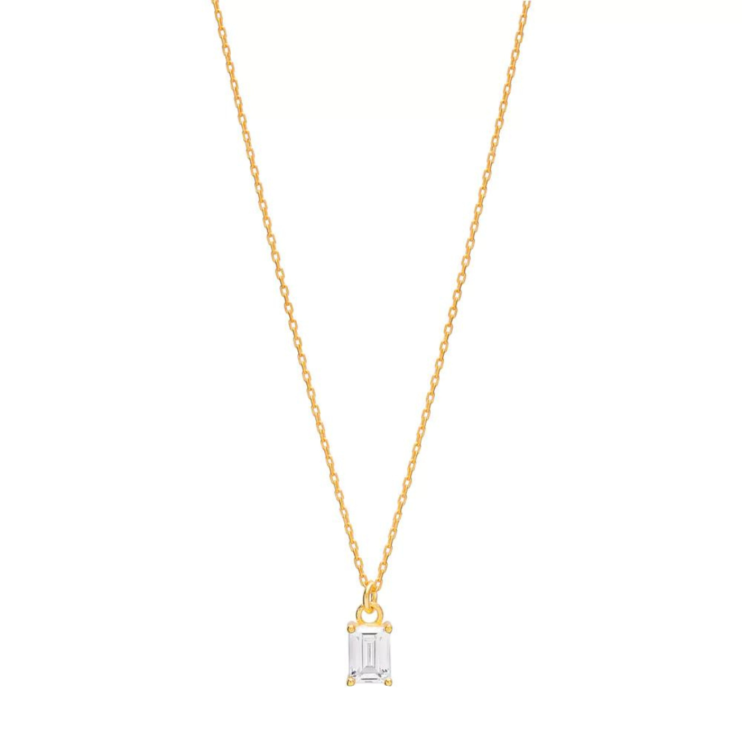 Collier chaîne argent sterling 925 zircon rectangulaire or