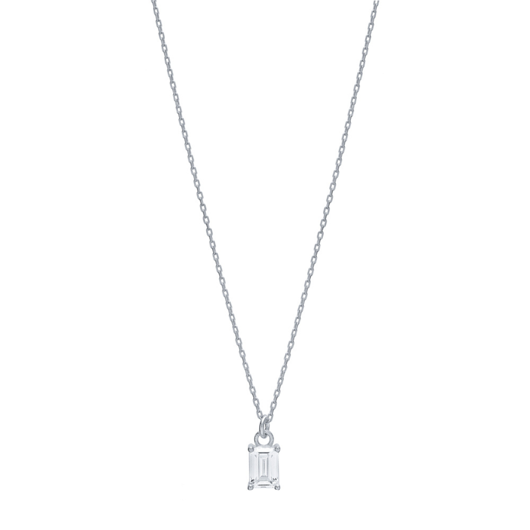 Collier chaîne argent sterling 925 zircon rectangulaire