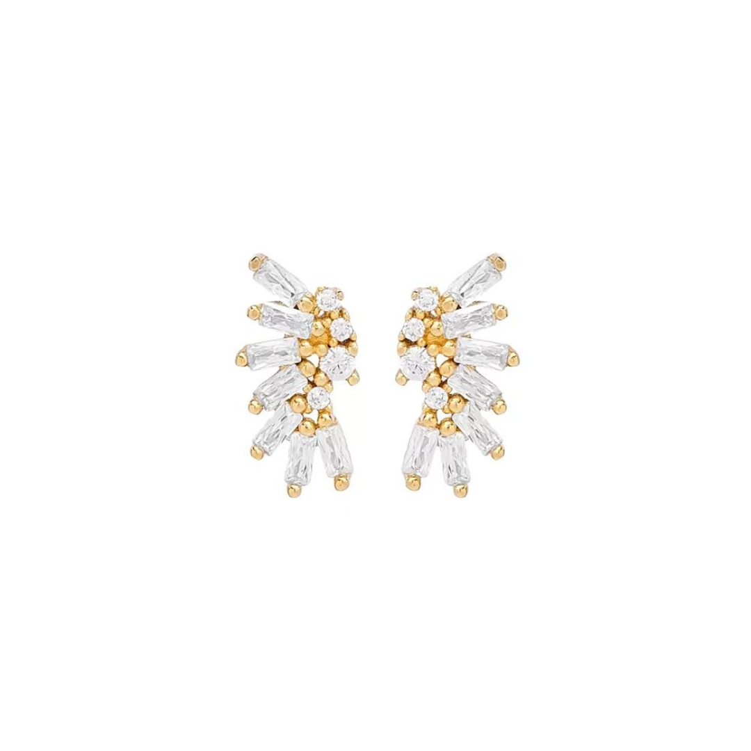 Boucles d'oreilles climber zircon baguette argent sterling 925 or