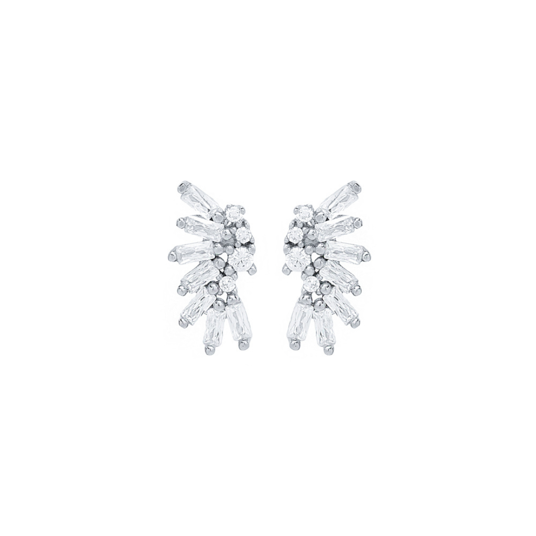 Boucles d'oreilles climber zircon baguette argent sterling 925