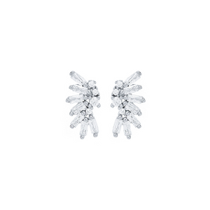 Boucles d'oreilles climber zircon baguette argent sterling 925