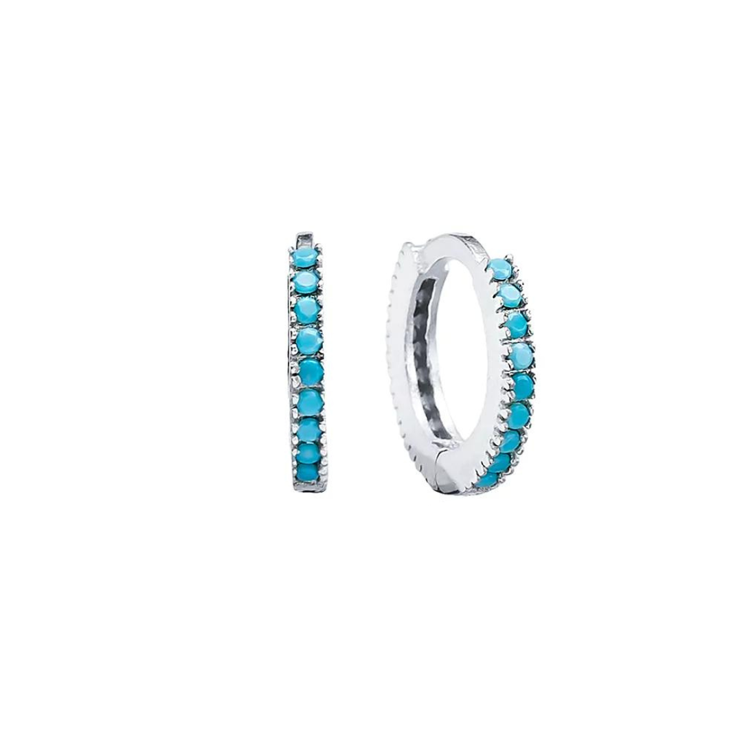 mini huggie anneaux argent sterling 925 turquoise