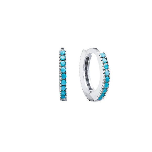 mini huggie anneaux argent sterling 925 turquoise