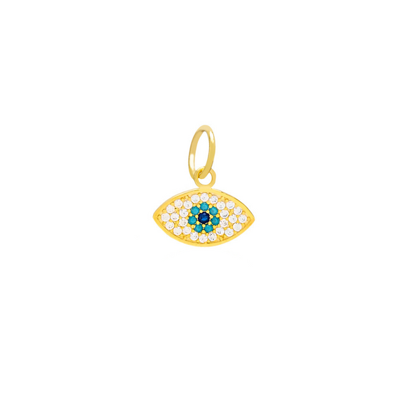 Breloque charm evil eye argent sterling 925 or turquie