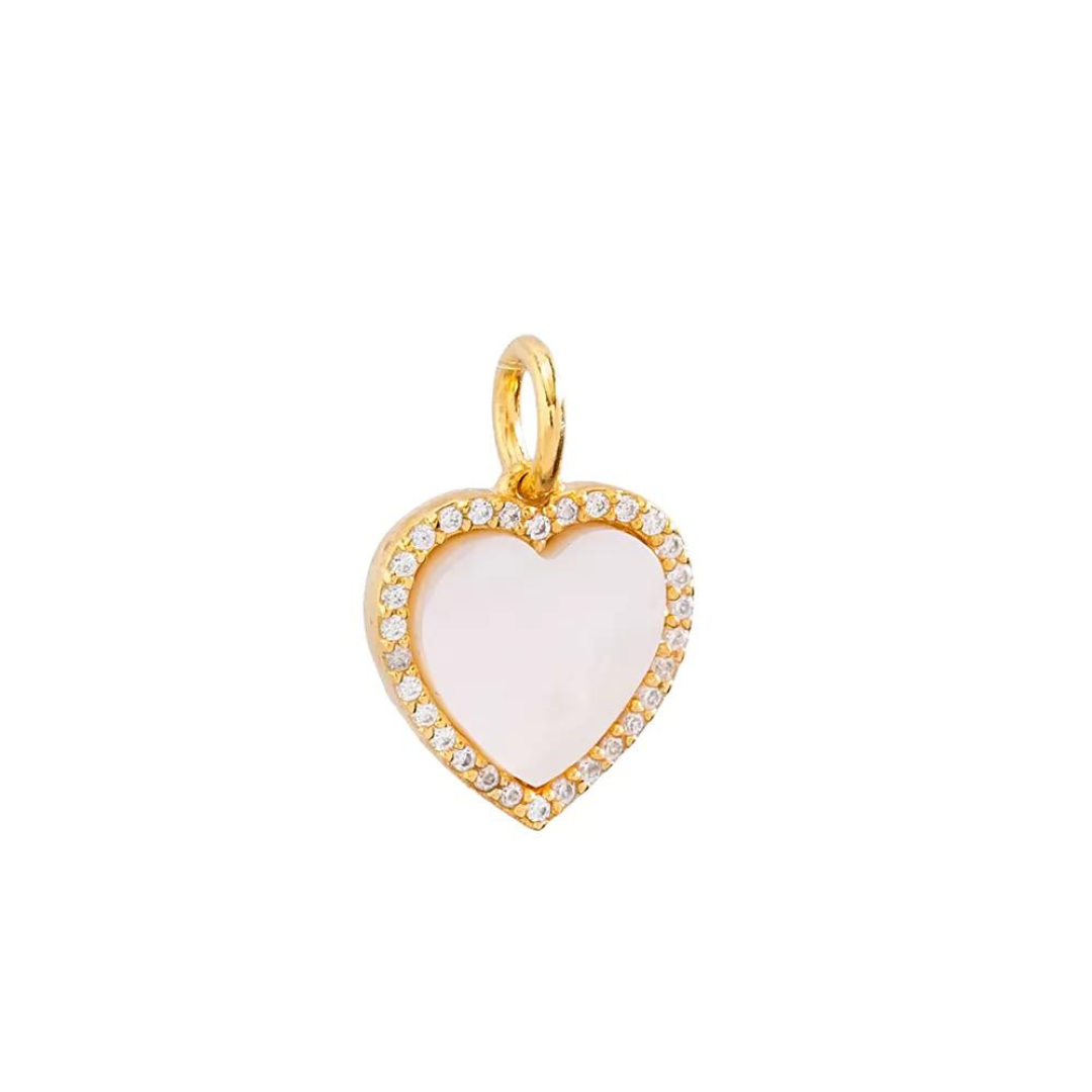 Breloque charm coeur nacre argent sterling 925  or turquie