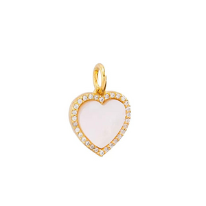 Breloque charm coeur nacre argent sterling 925  or turquie