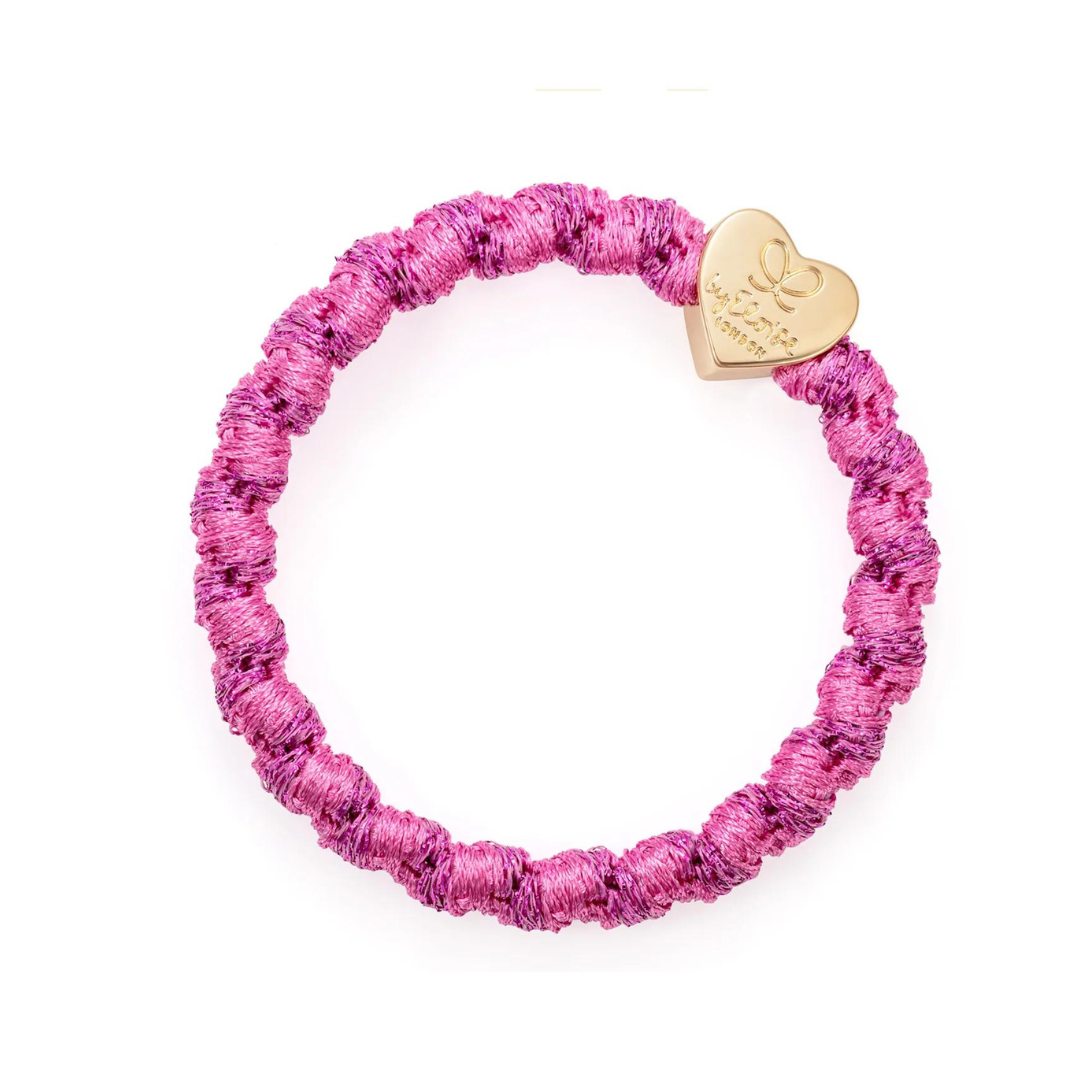 Élastique bracelet tissé métallique en rose Fushia de ByEloise