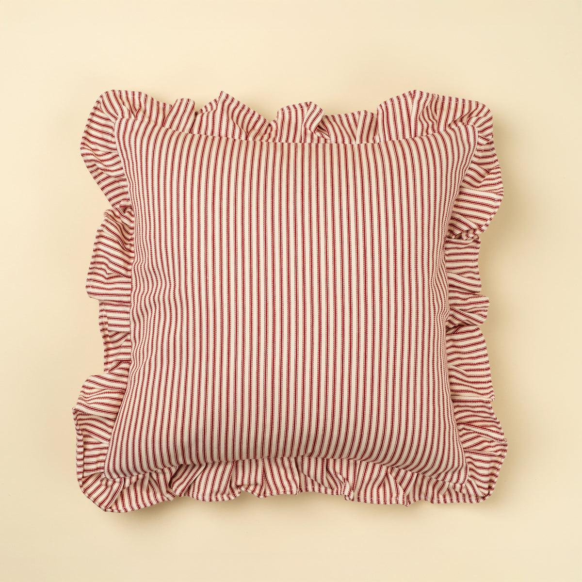 Coussin rayures rouges blanc ruffle Noël 20 pouces Indaba