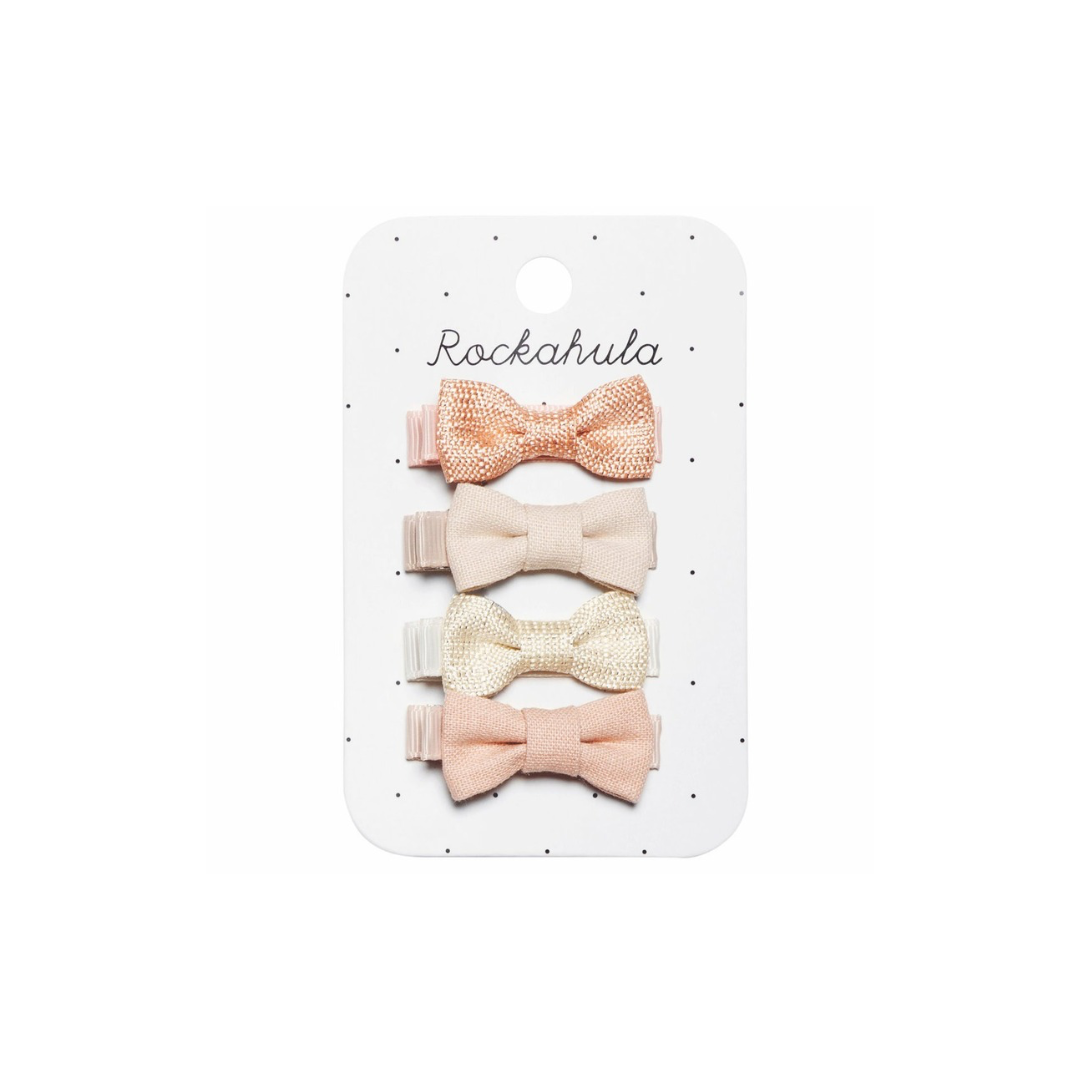 Ensemble 4 Barrettes Nœud Flora Mini Bow Clip Set Rockahula Kids rose crème 