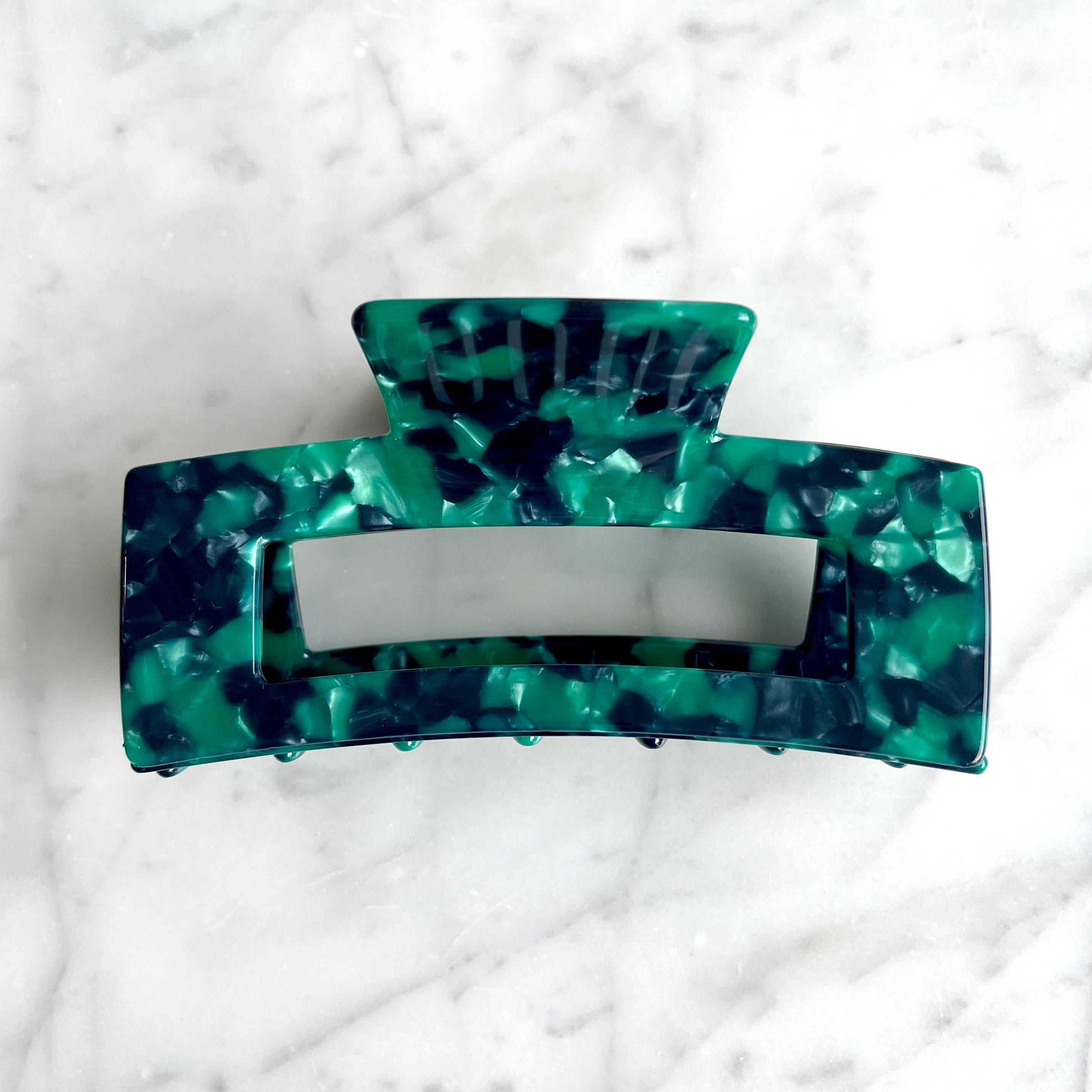 Pince Rectangulaire Acétate 10 cm Vert Émeraude accessoires cheveux