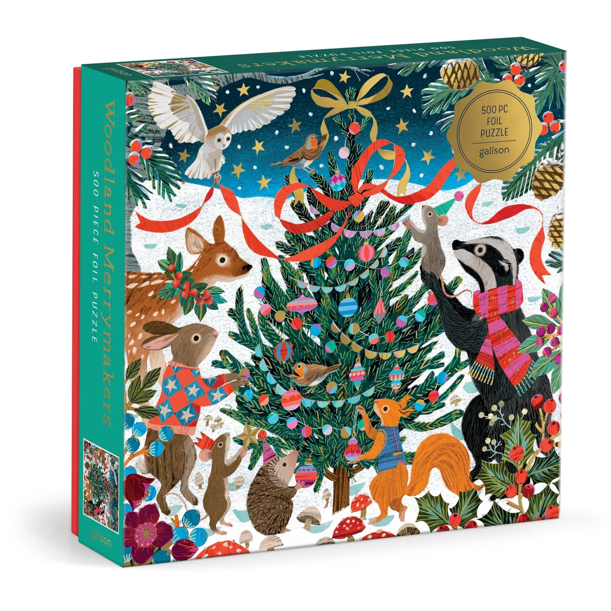 Casse-tête Woodland Merrymakers Galison Noël hiver animaux sapin 