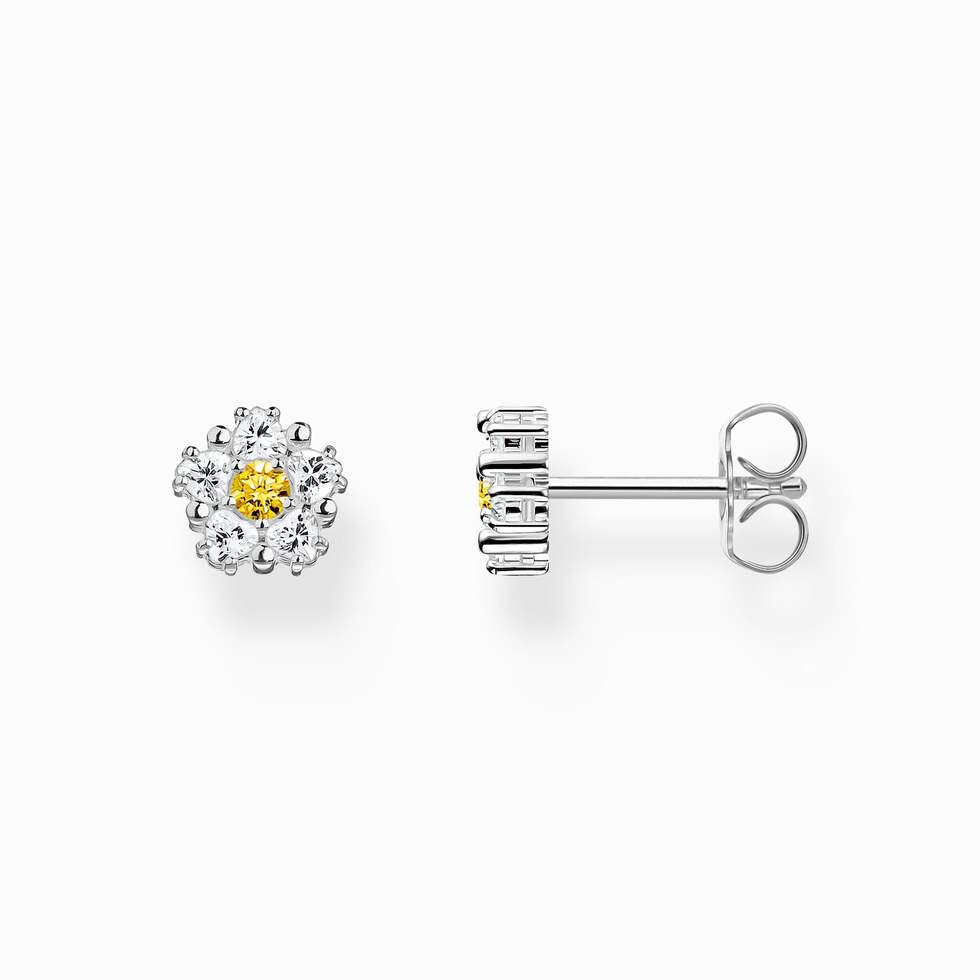 Clou boucles marguerite Lovely Daisy argent sterling zircon blanc jaune thomas Sabo bijoux 