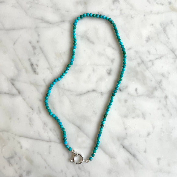 Collier bille turquoise fermoir argent sterling 925