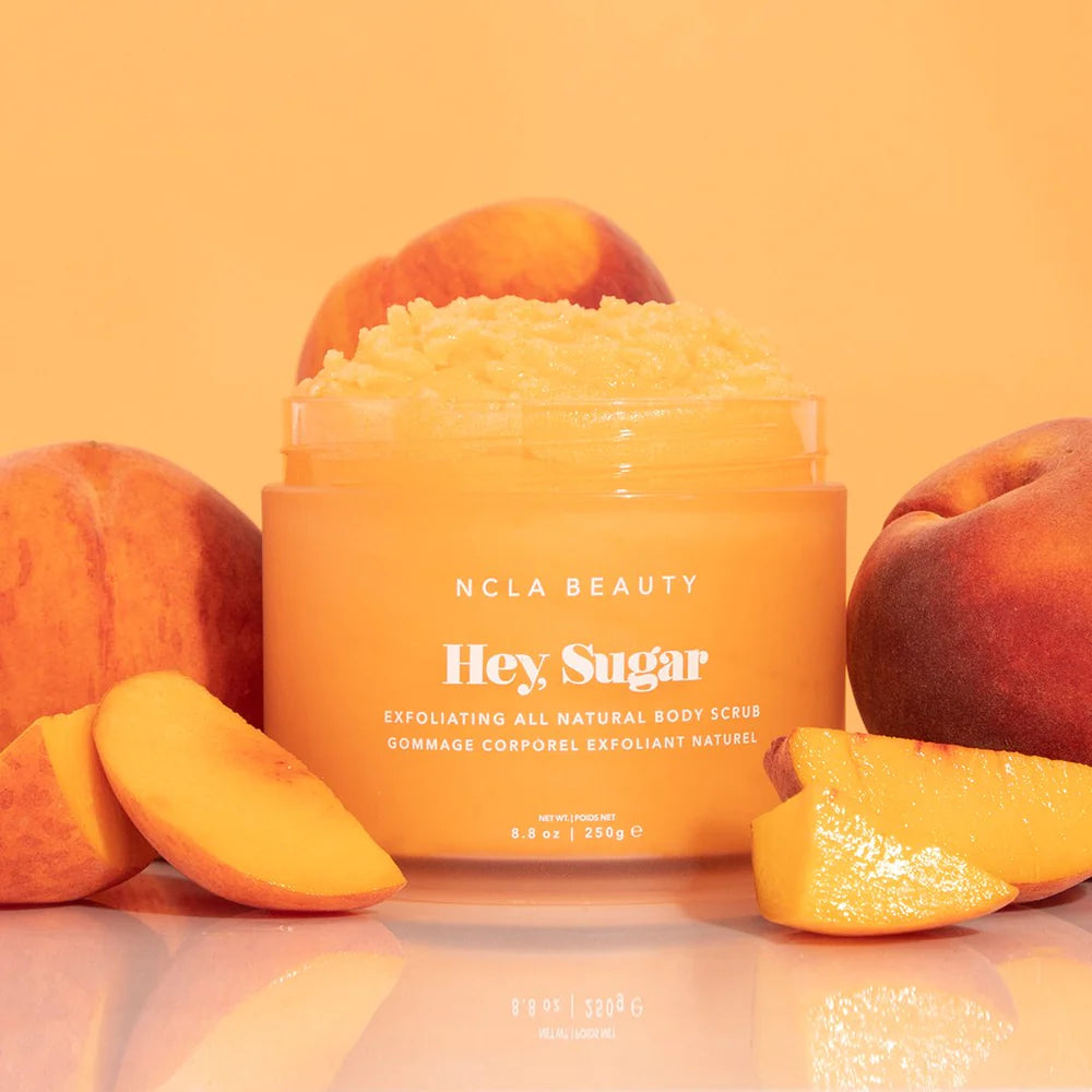 Exfoliant hydratant pour le corps de NCLA Beauty odeur pêche 