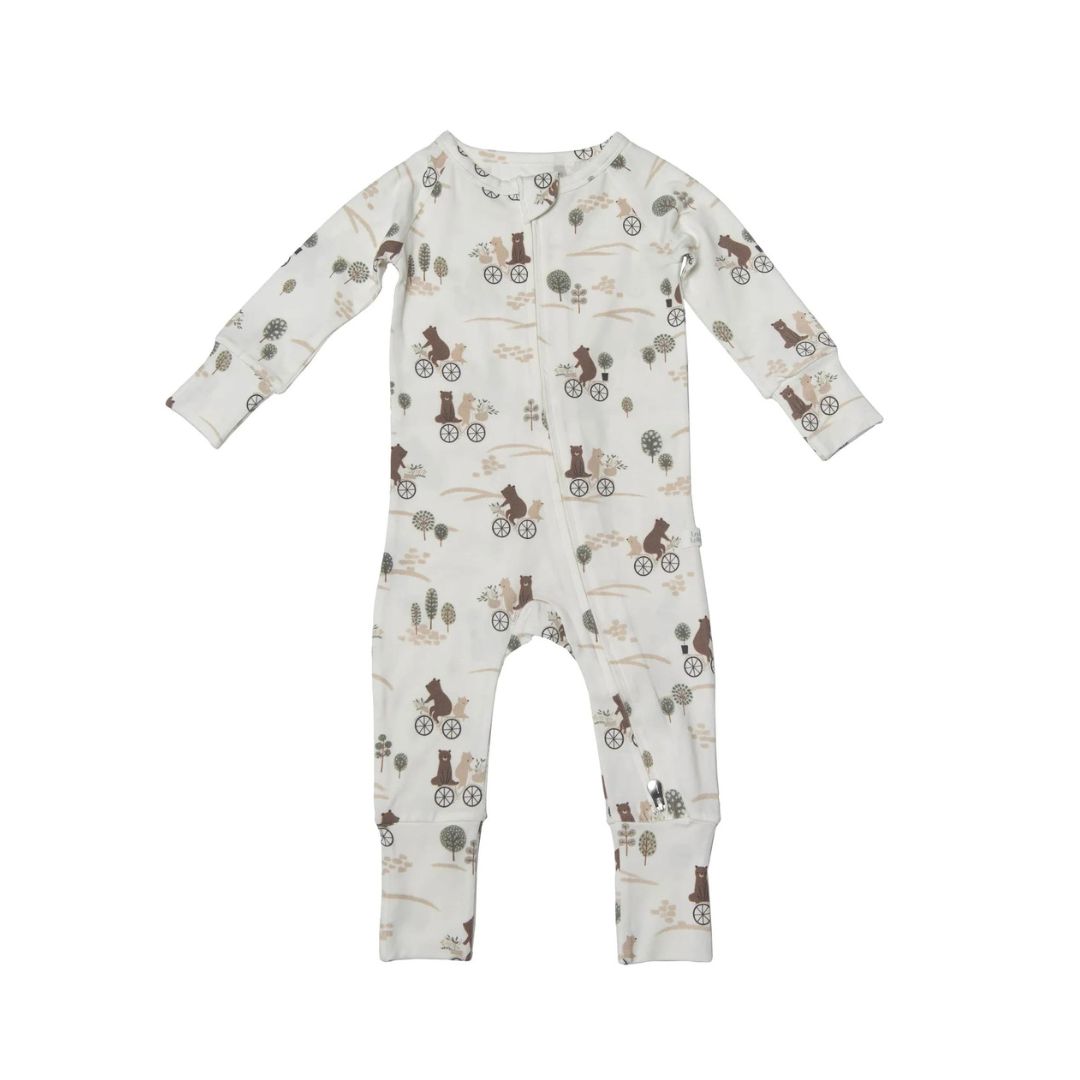 Pyjama une pièce pour bébés motif oursons à bicyclette de Loulou Lollipop