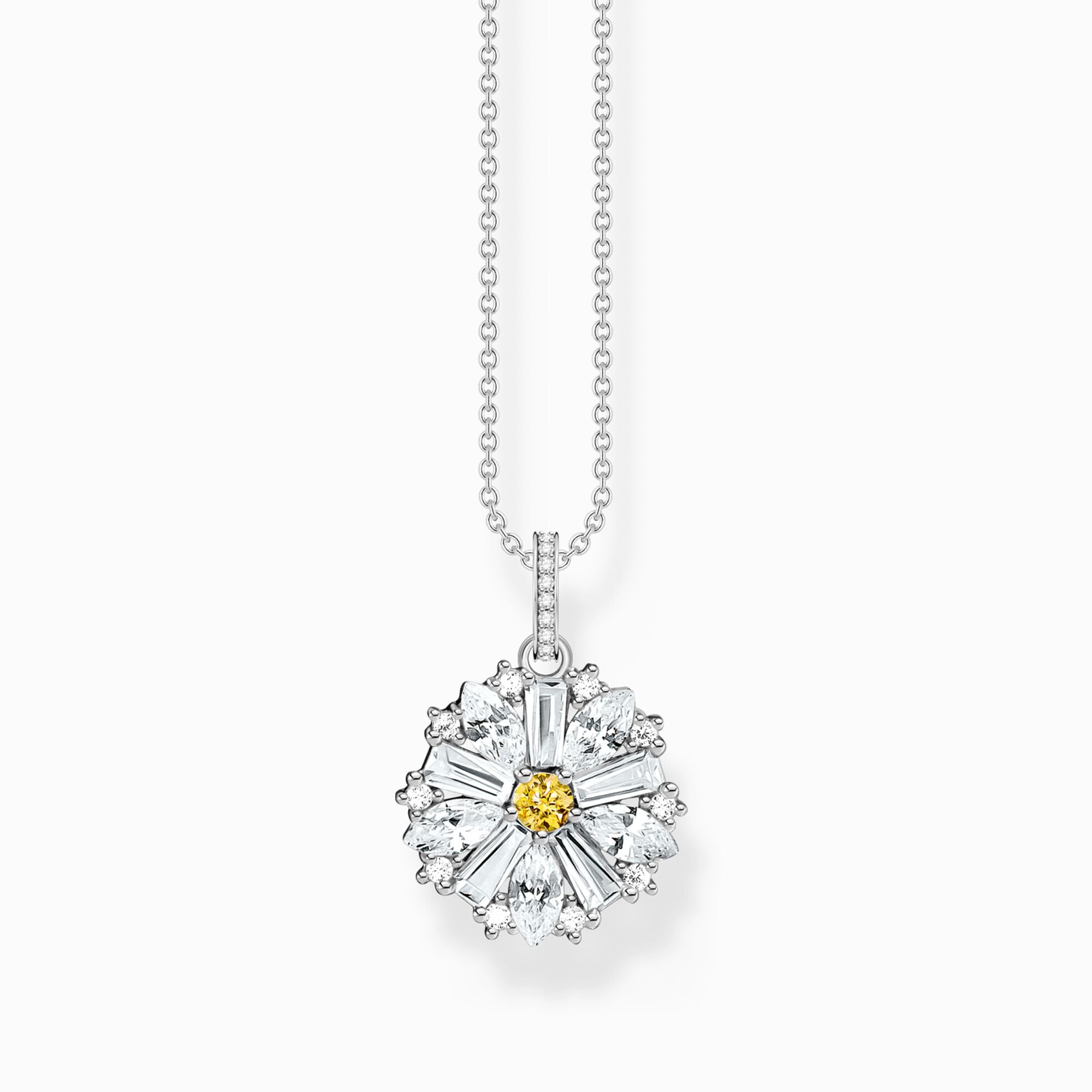 Collier bijoux Thomas Sabo marguerite Lovely Daisy argent sterling zircon blanc jaune mode style 