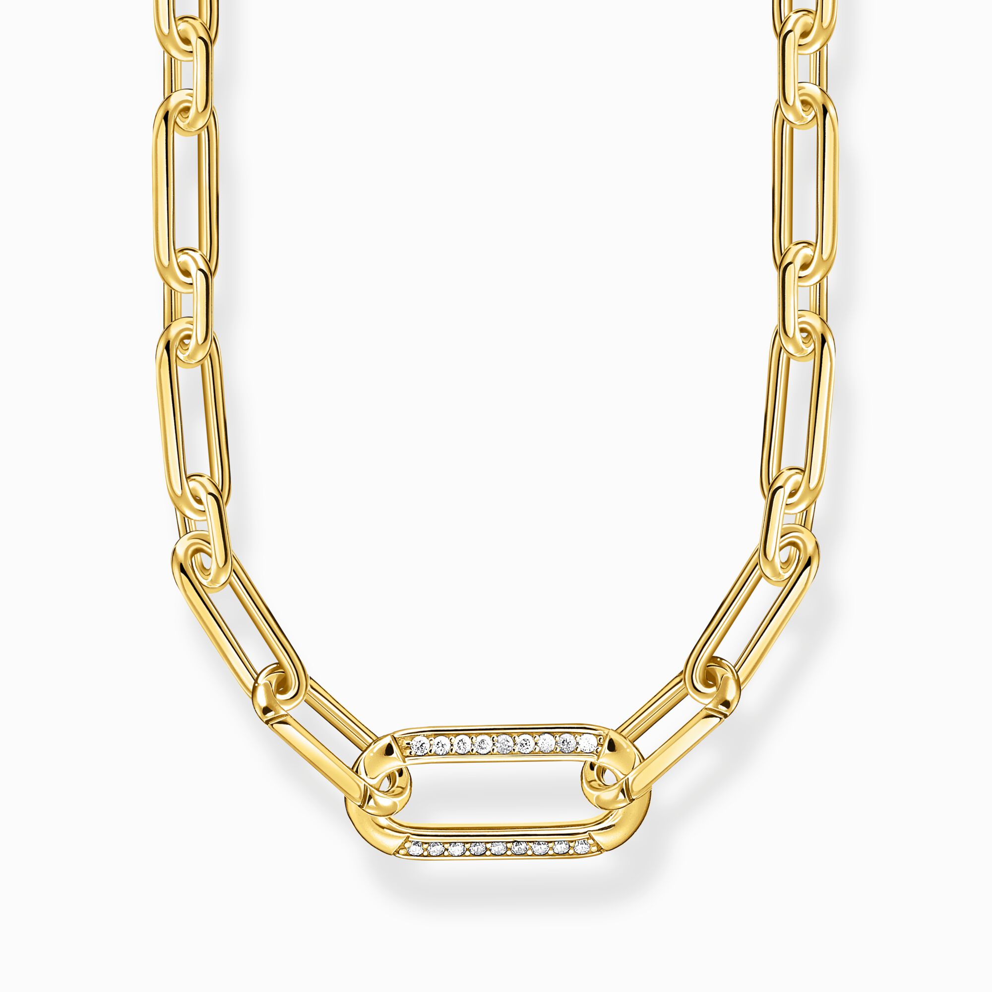 Collier chaîne bijoux maillon argent sterling plaquée or zircon blanc Thomas Sabo style mode