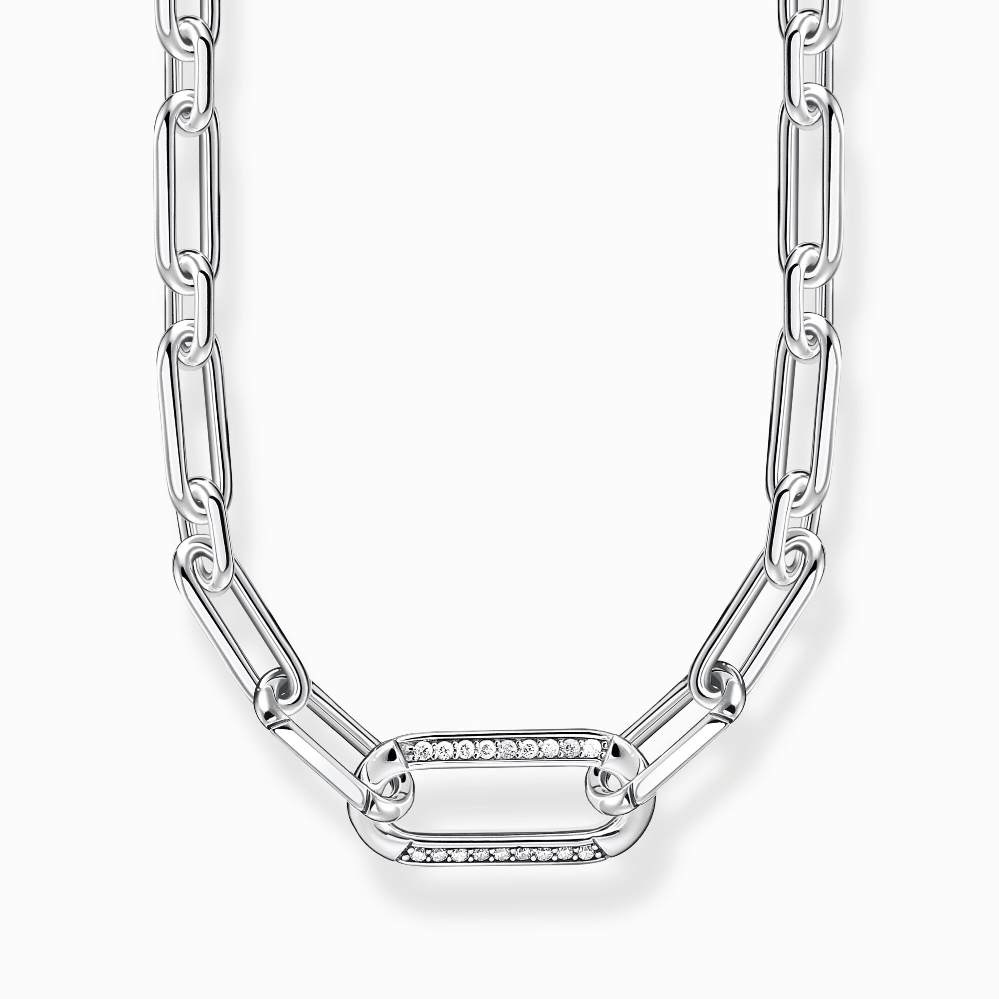 Collier chaîne  bijoux maillon argent sterling zircon blanc Thomas Sabo style mode