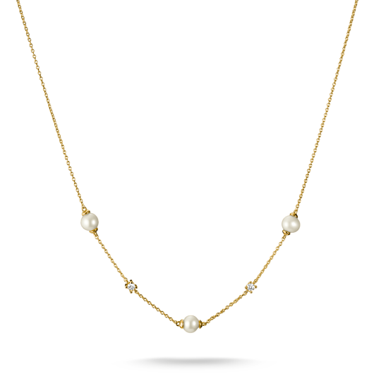 Collier Perle et Zircon placage or 18 carats Thomas Sabo mode tendance or argent 
