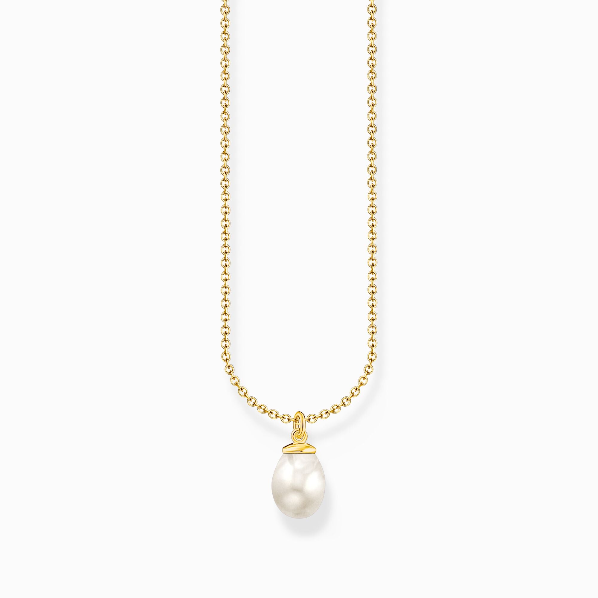 Thomas sabo collier perle ovale naturelle or vermeil argent 925