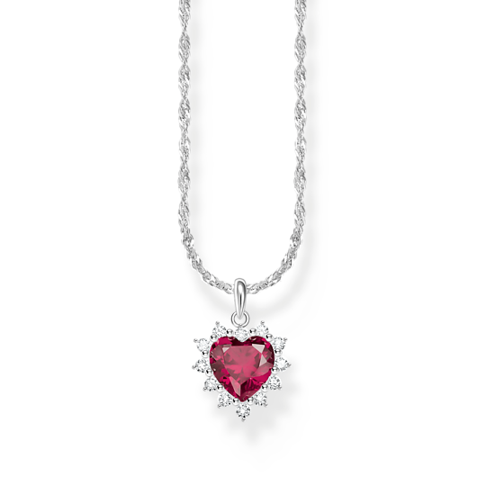 Collier romance coeur rouge bijoux style mode argent sterling zircon blanc Thomas Sabo 