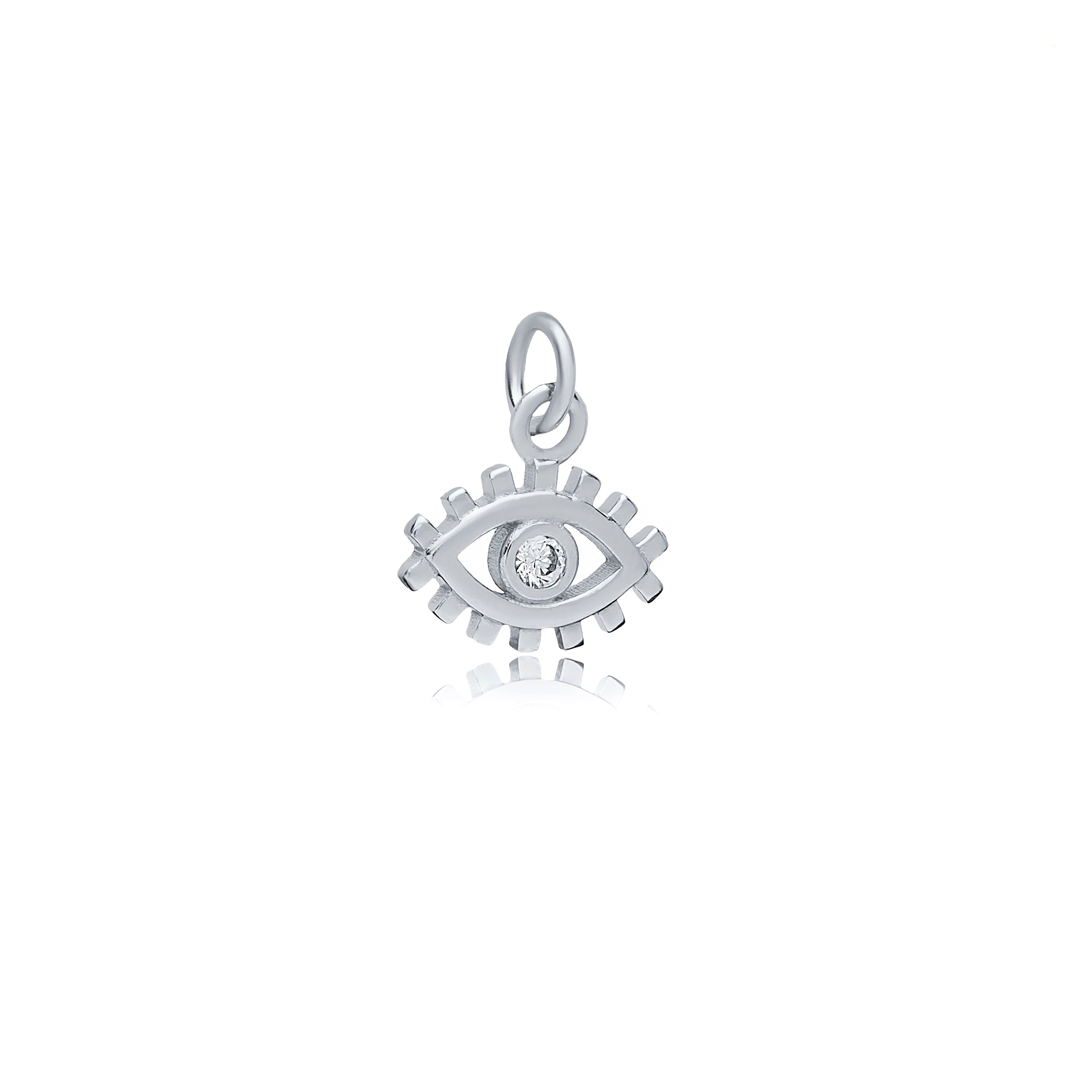 Charm Evil Eye mauvais oeil avec cils argent Sterling zircon 
