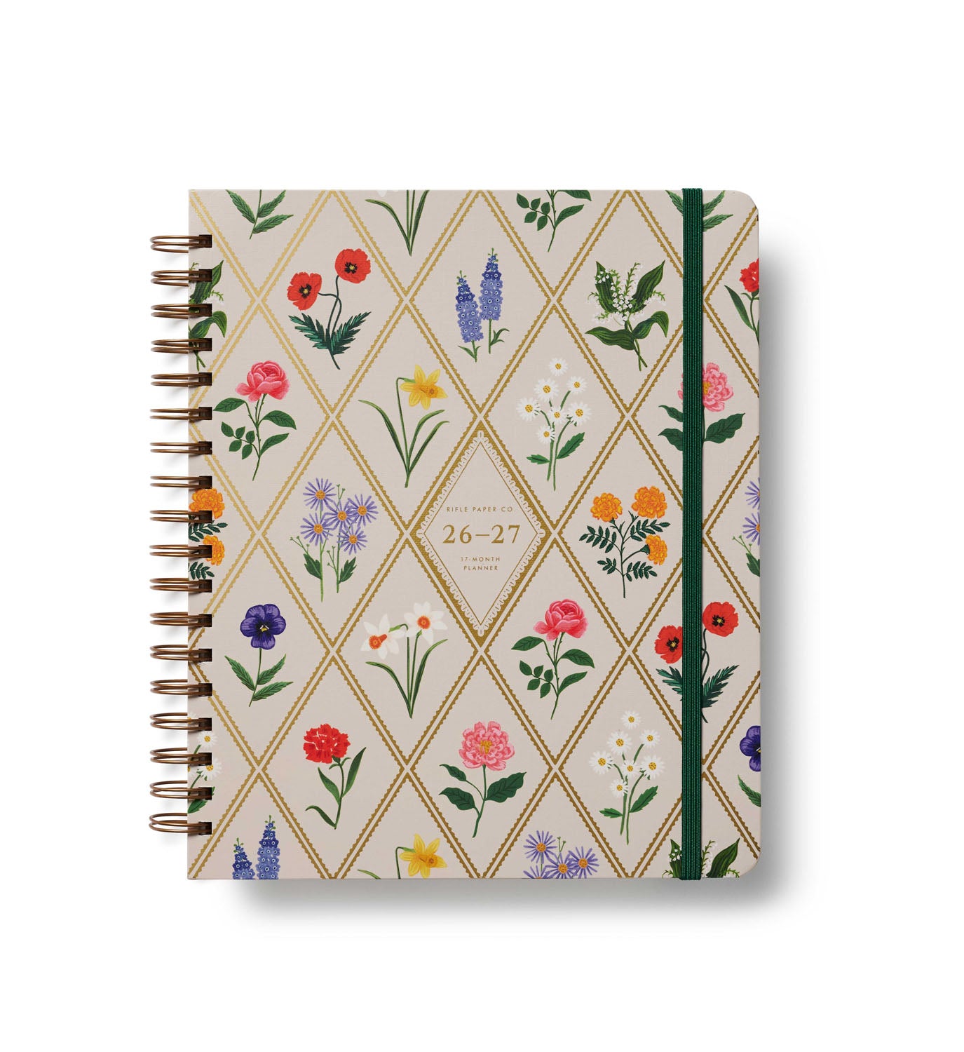 Agenda scolaire 17 mois 2026-2027 Garden Study Rifle Paper Co. Cute tendance pratique planificateur blanc fleuri coloré 