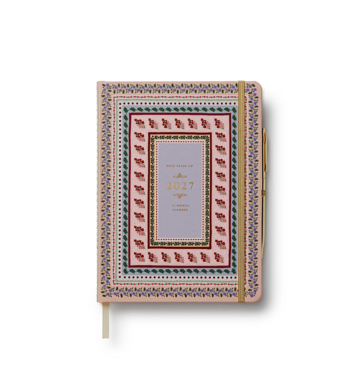 Agenda 12 mois 2027 avec stylo Paisley Rifle Paper Co. Cute tendance pratique rose planificateur  