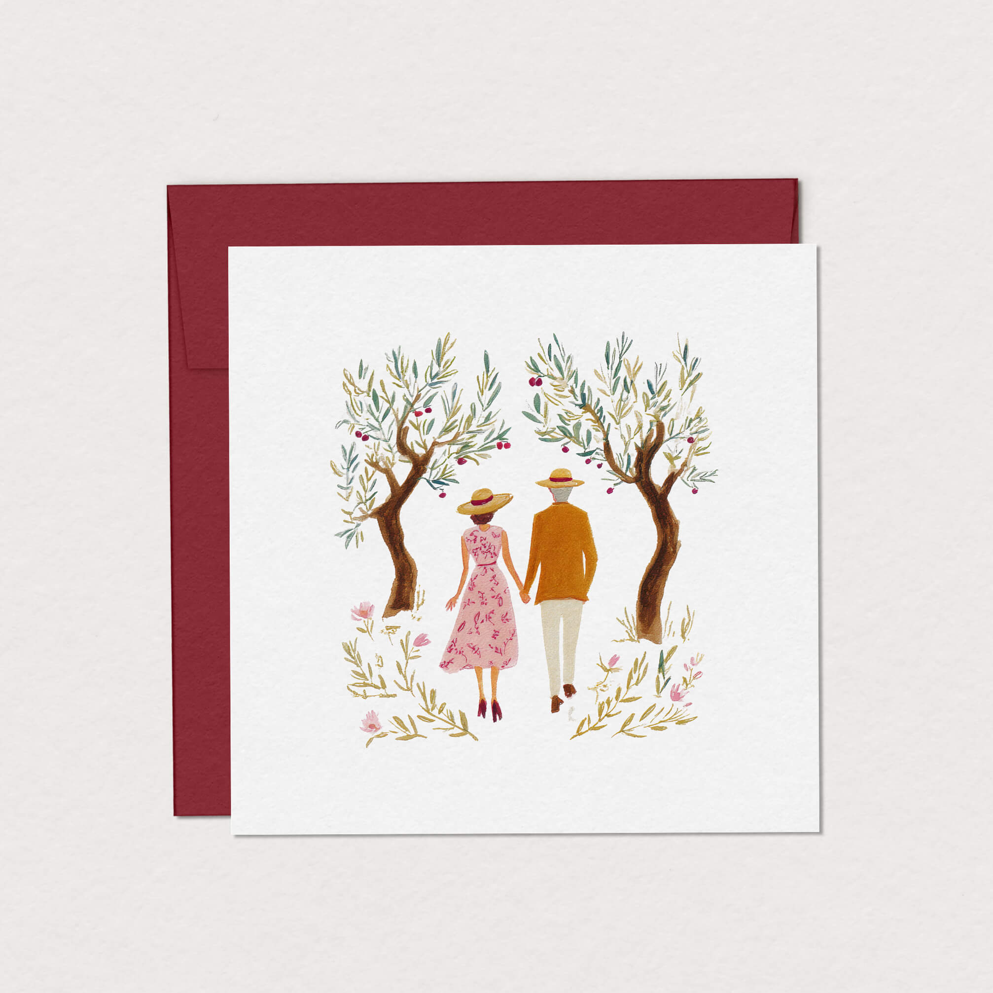 Carte de souhaits Mariage sous les Oliviers Mimosa Design cute tendance anniversaire 