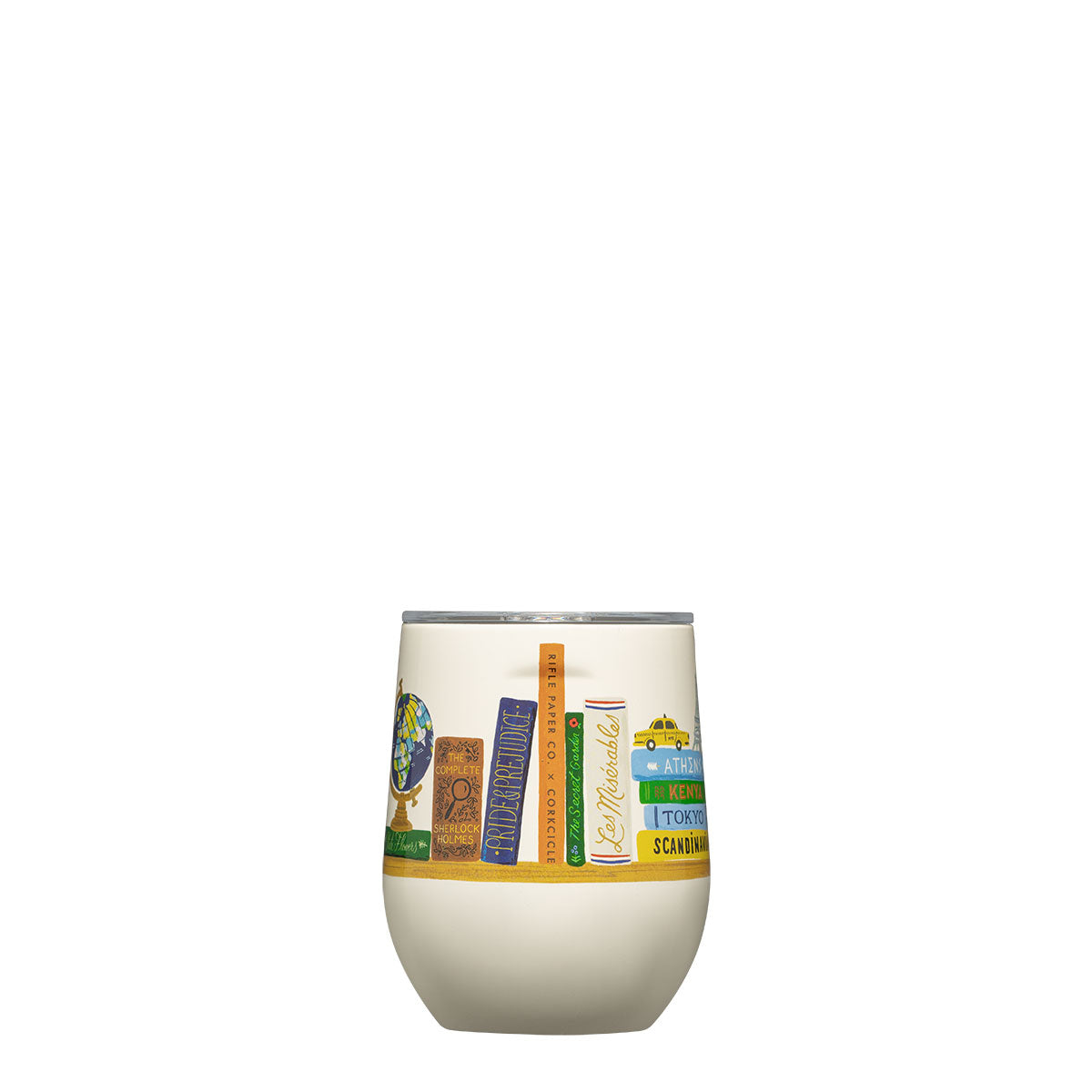 Verre à vin isotherme 12 oz Book Club Corkcicle x Rifle Paper Co. Tendance pratique livres blanc bouteille essentielle
