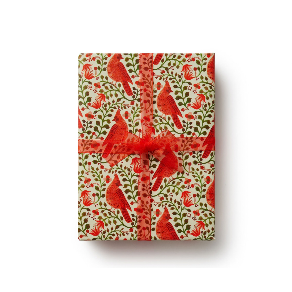 Papier cadeau de Noël Cardinaux rouges Rifle Paper Co. Cute tendance hiver jaune vert