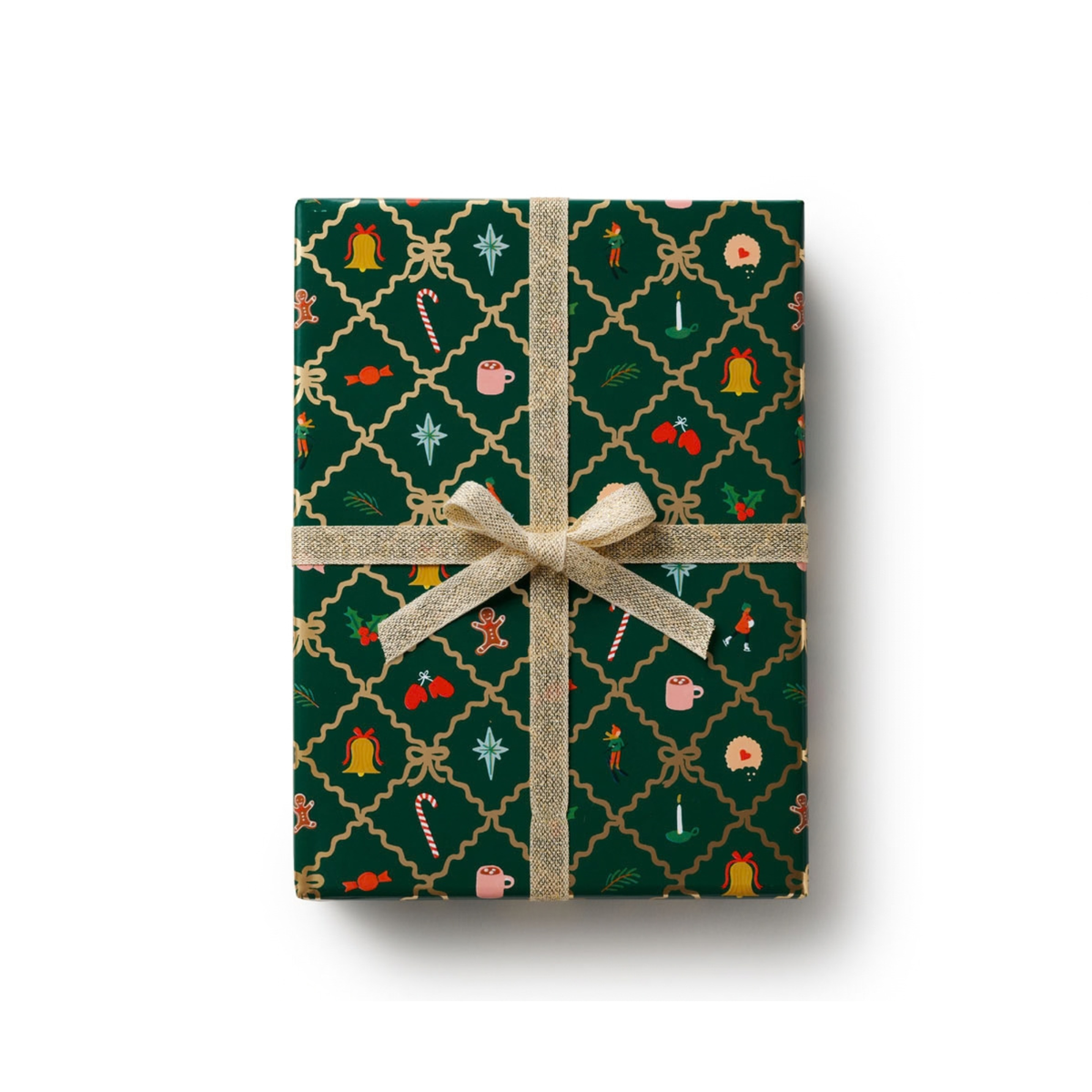 Papier cadeau de Noël Argyle Rifle Paper Co. Cute Noël hiver tendance vert forêt 