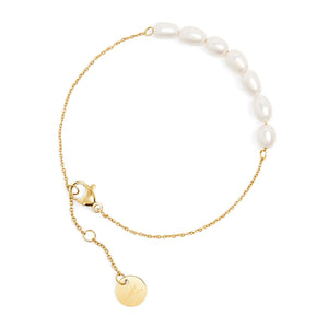 Bracelet avec des perles d’eau douces en acier inoxydable de Mia couleur dorée 