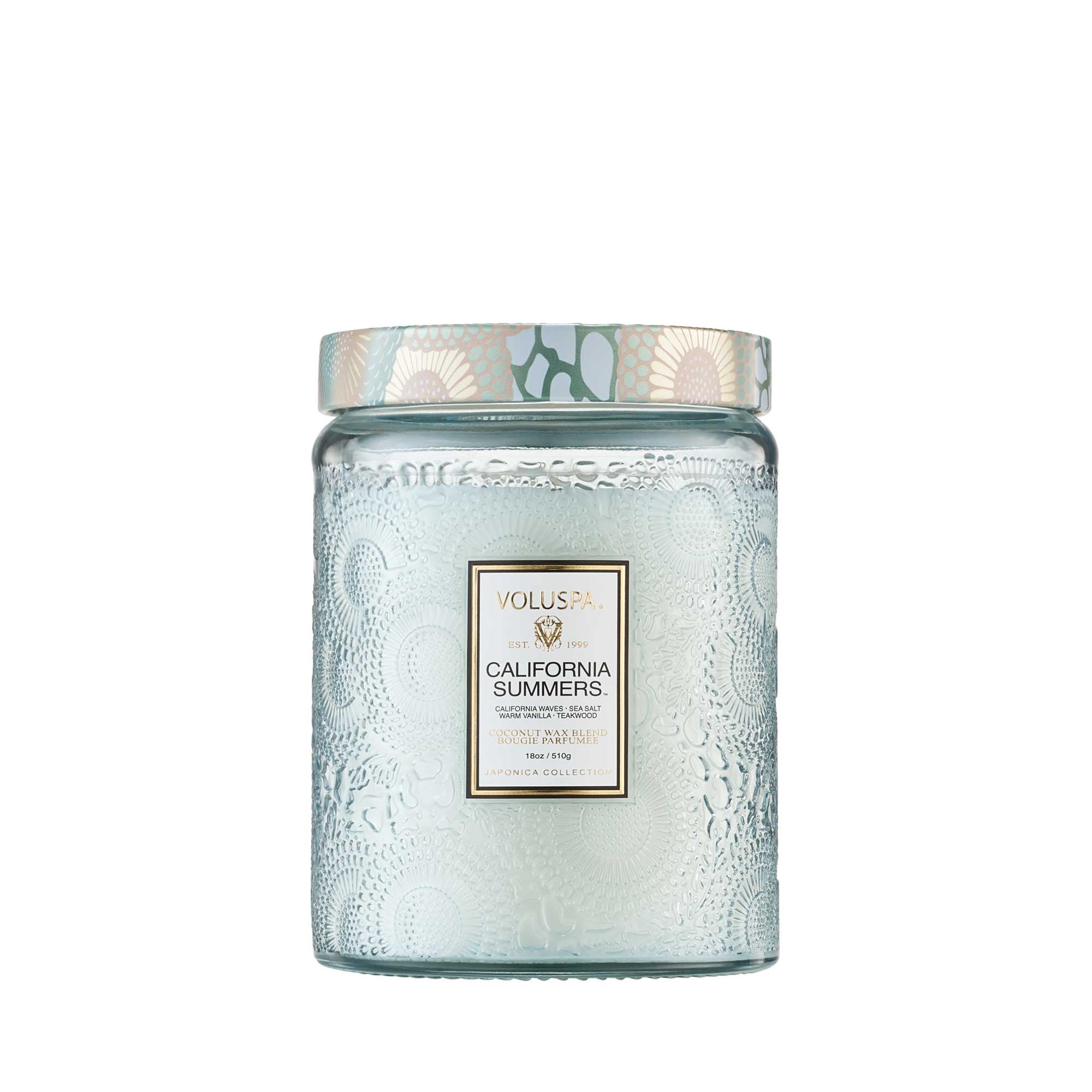 Grande chandelle ou bougie Voluspa en verre odeur Californaia Summers en 18 oz