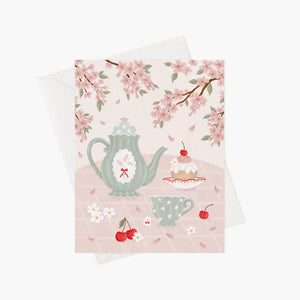 Carte de souhaits Thé sous les Sakuras