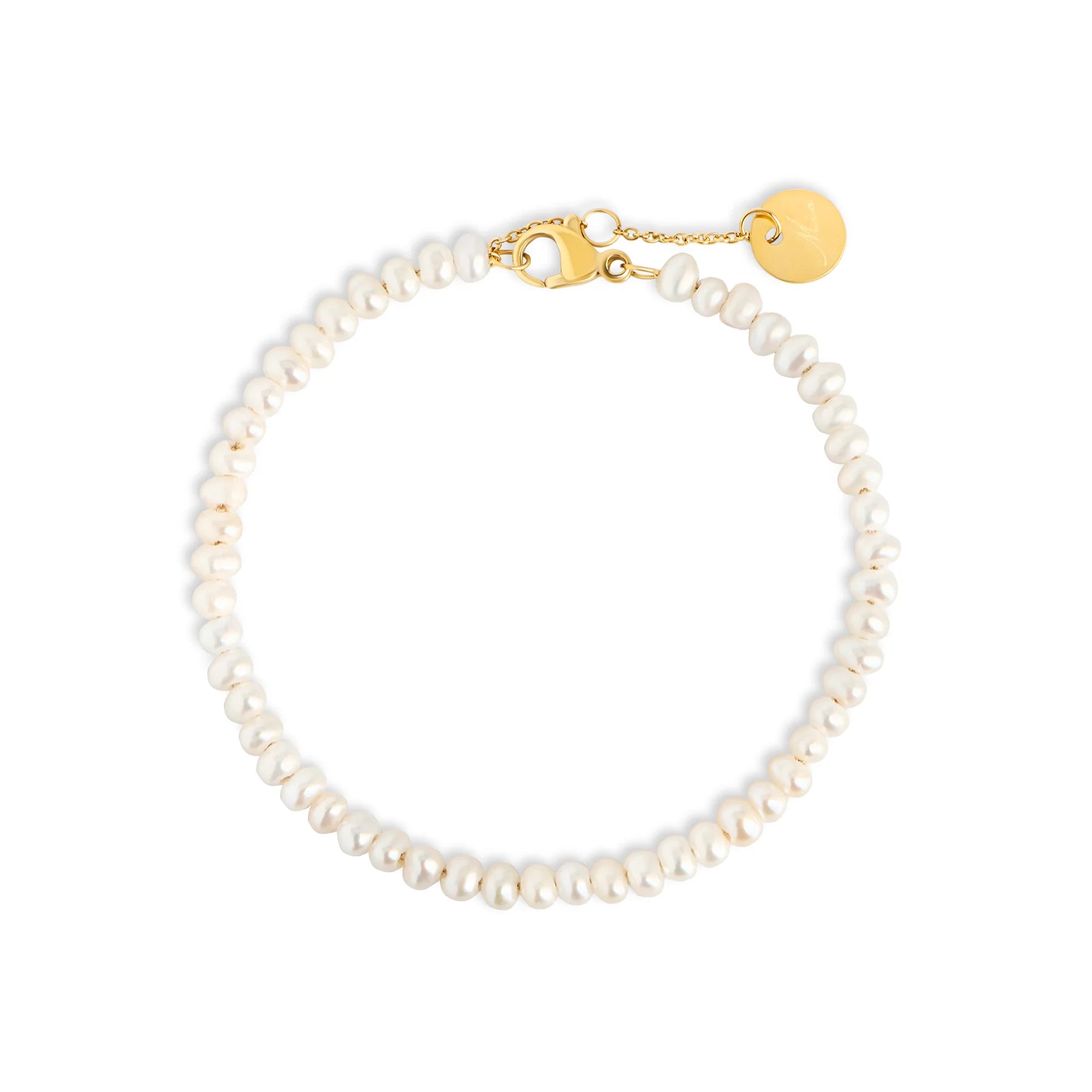 Bracelet acier inoxydable plaquée or Lexi or Mia bijoux style mode perles eau douce