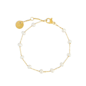 Bracelet acier inoxydable plaquée or Ava or Mia bijoux style mode perles eau douce