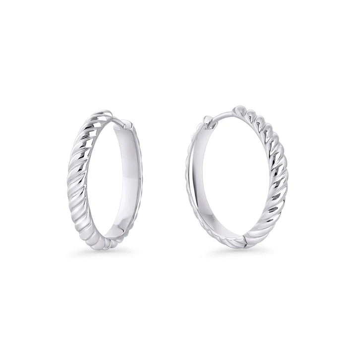Anneaux créoles Mia Jewelry acier inoxydable torsade argent
