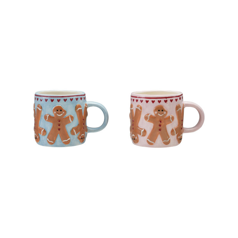 Tasse bonhomme pain d’épices Noël rose bleu mignon cadeau creative Coop 