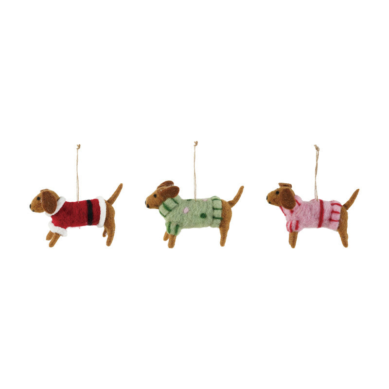 Ornement de Noël en Feutrine Chien avec pull cute tendance mode hiver décoration 