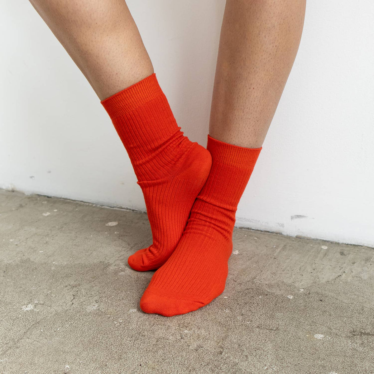 Chaussettes mi‑mollet en coton - Rouge tomate | Bondoodle