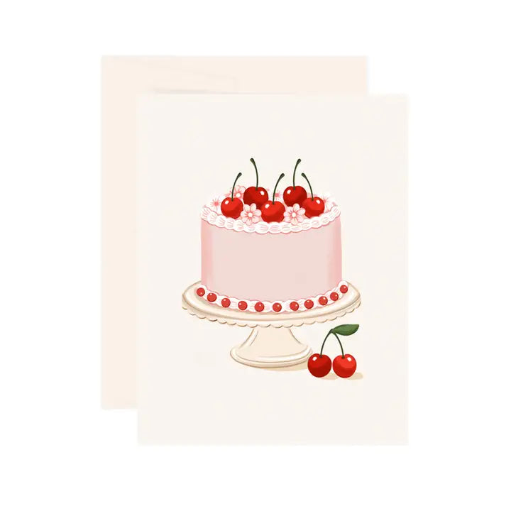 Carte souhait gâteau cerise rose Paige & Willow 